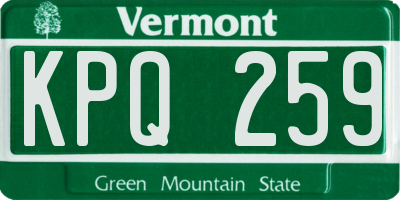 VT license plate KPQ259