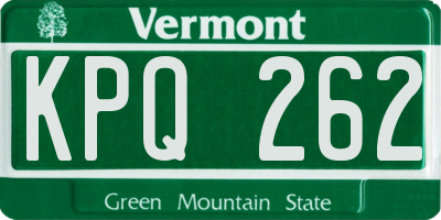 VT license plate KPQ262
