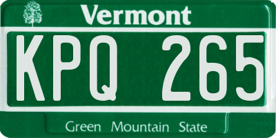 VT license plate KPQ265