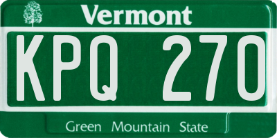 VT license plate KPQ270
