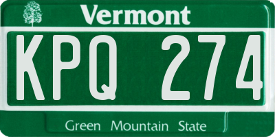 VT license plate KPQ274
