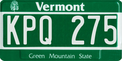 VT license plate KPQ275