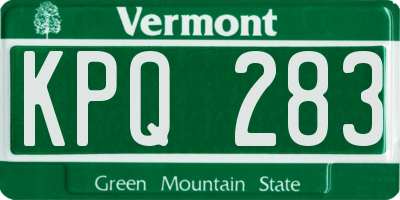 VT license plate KPQ283
