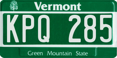 VT license plate KPQ285