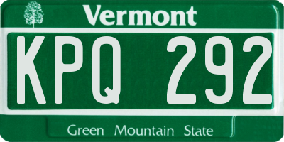 VT license plate KPQ292