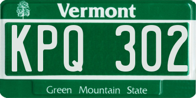 VT license plate KPQ302
