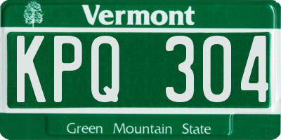 VT license plate KPQ304