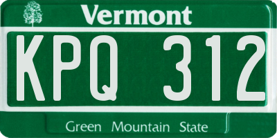 VT license plate KPQ312