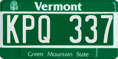 VT license plate KPQ337