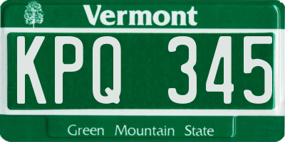VT license plate KPQ345