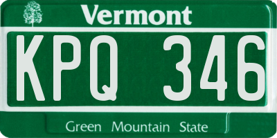 VT license plate KPQ346