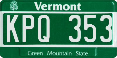 VT license plate KPQ353