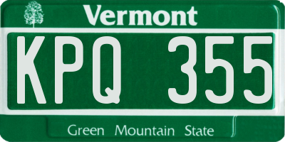 VT license plate KPQ355