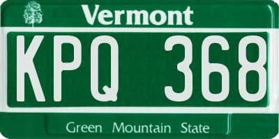 VT license plate KPQ368