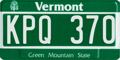VT license plate KPQ370