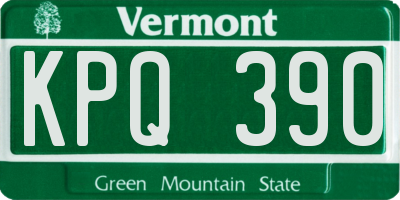 VT license plate KPQ390
