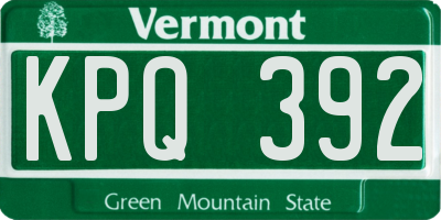 VT license plate KPQ392