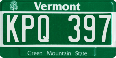 VT license plate KPQ397