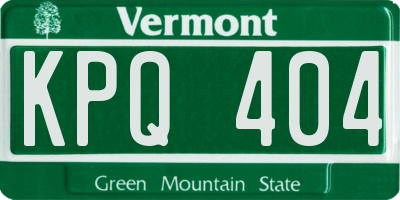 VT license plate KPQ404
