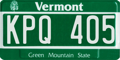 VT license plate KPQ405