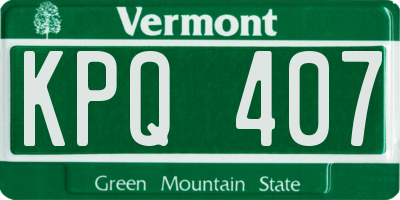 VT license plate KPQ407