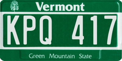 VT license plate KPQ417