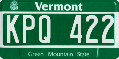 VT license plate KPQ422