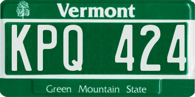 VT license plate KPQ424