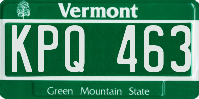 VT license plate KPQ463