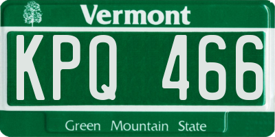 VT license plate KPQ466