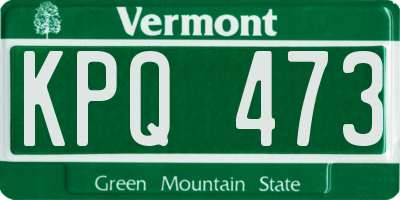 VT license plate KPQ473