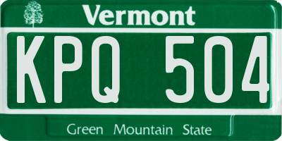 VT license plate KPQ504