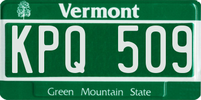VT license plate KPQ509