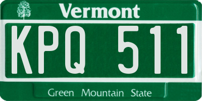 VT license plate KPQ511