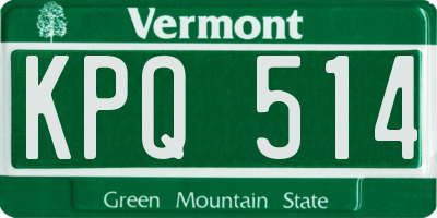 VT license plate KPQ514