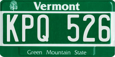 VT license plate KPQ526