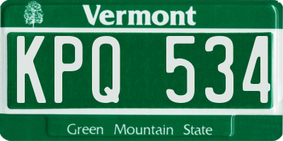 VT license plate KPQ534