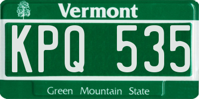 VT license plate KPQ535