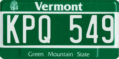 VT license plate KPQ549