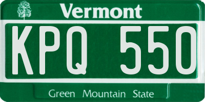 VT license plate KPQ550