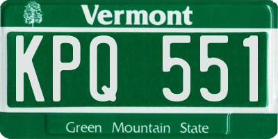 VT license plate KPQ551