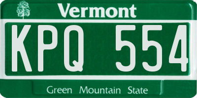 VT license plate KPQ554