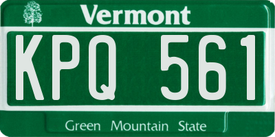 VT license plate KPQ561