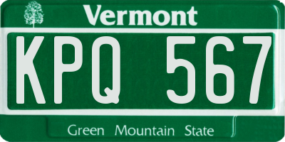 VT license plate KPQ567