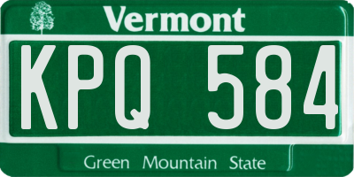 VT license plate KPQ584