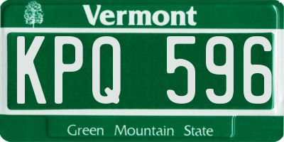 VT license plate KPQ596