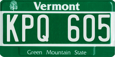 VT license plate KPQ605