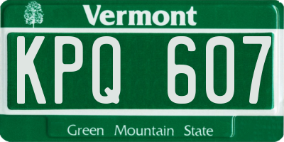 VT license plate KPQ607