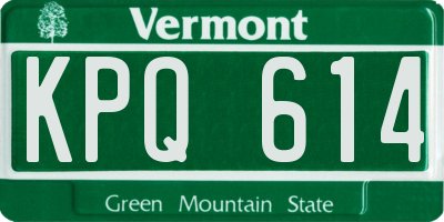 VT license plate KPQ614