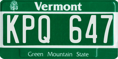 VT license plate KPQ647